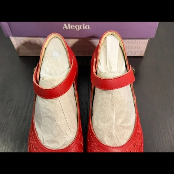 Alegria Hayes Ruby Breeze Mary Jane Wedge Heel Shoes Red Womans EU 38/US 8-8.5 - Picture 5 of 16